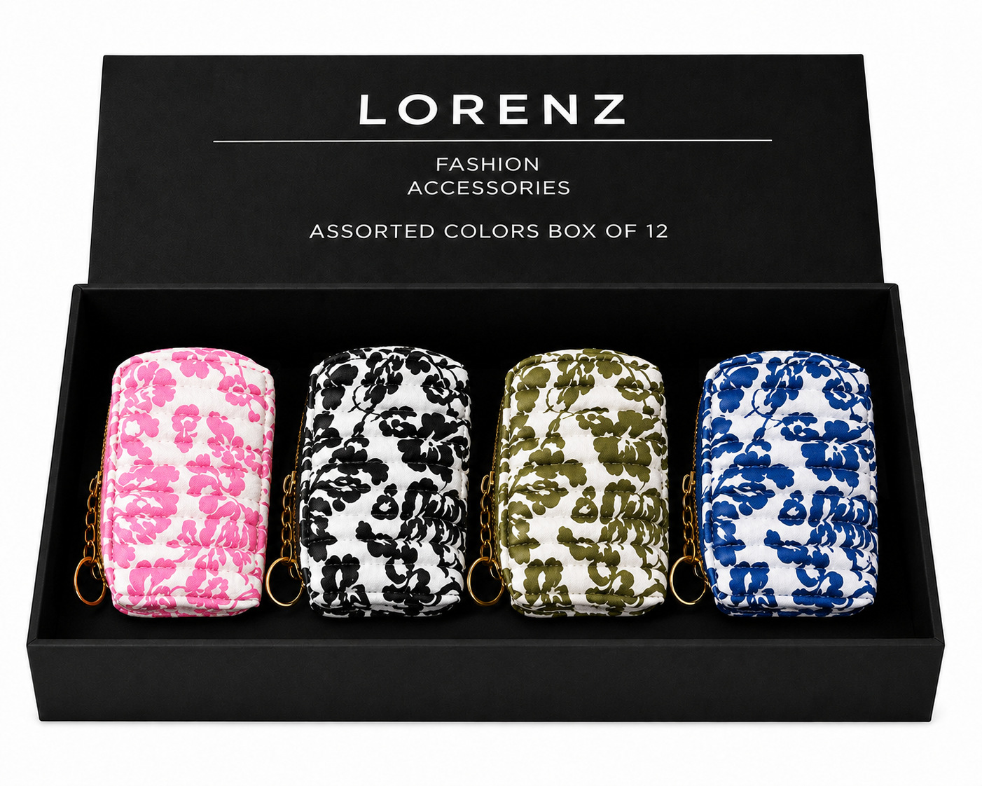 (image for) 2320 Assorted Colors of Quilted Coin & Cosmetic Pouch Box of 12